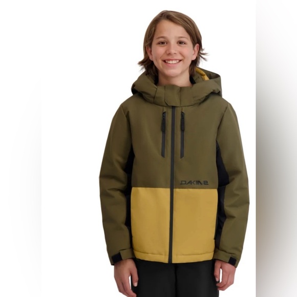 Dakine Youth Olive and Yellow Hooded Jacket